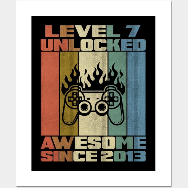 Level 7 Unlocked Birthday 7 Years Old Awesome Since 2013 Wall Art by 5StarDesigns